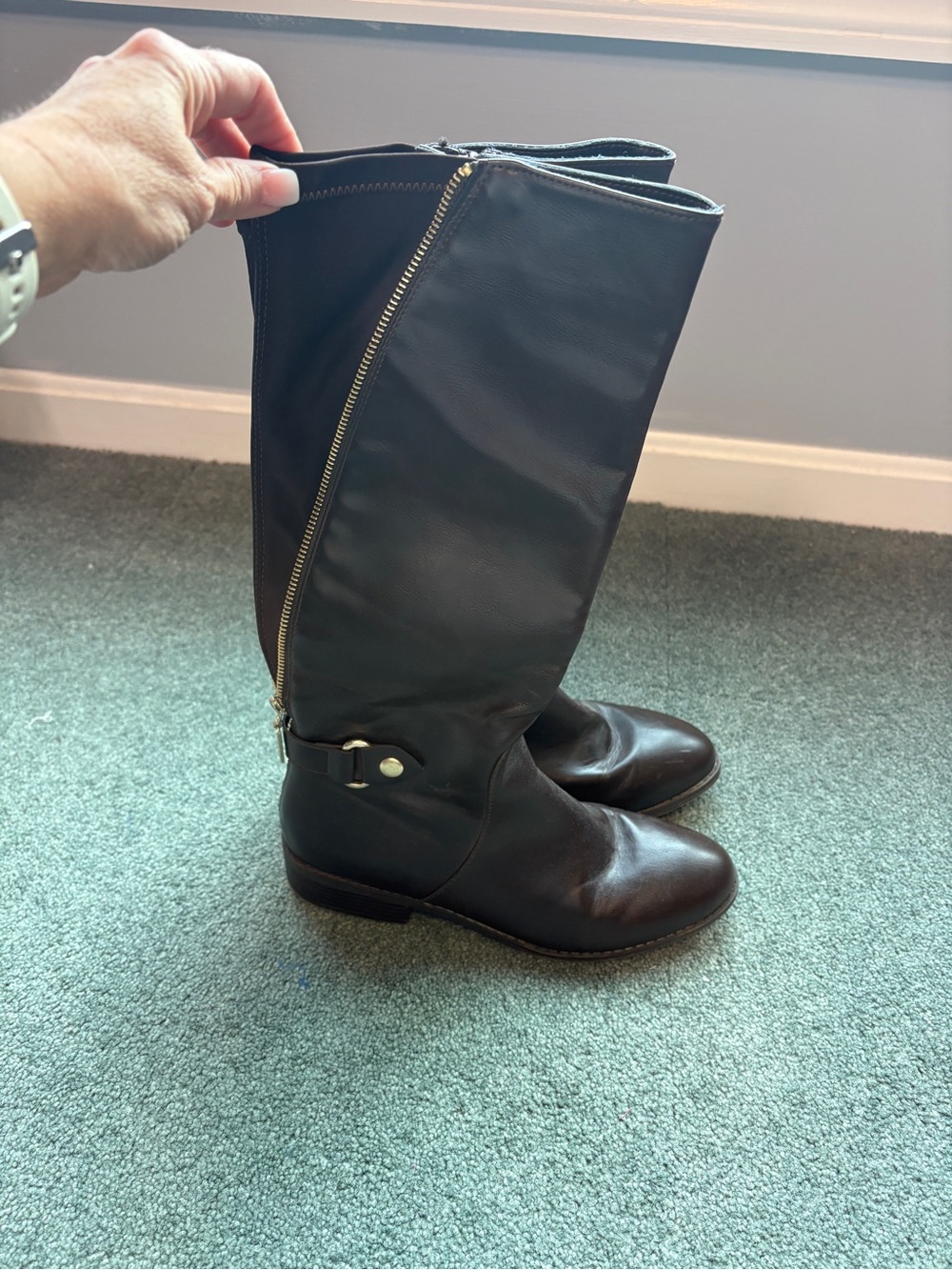 London Fog Black Over-the-Knee Riding Boots with Side Zip